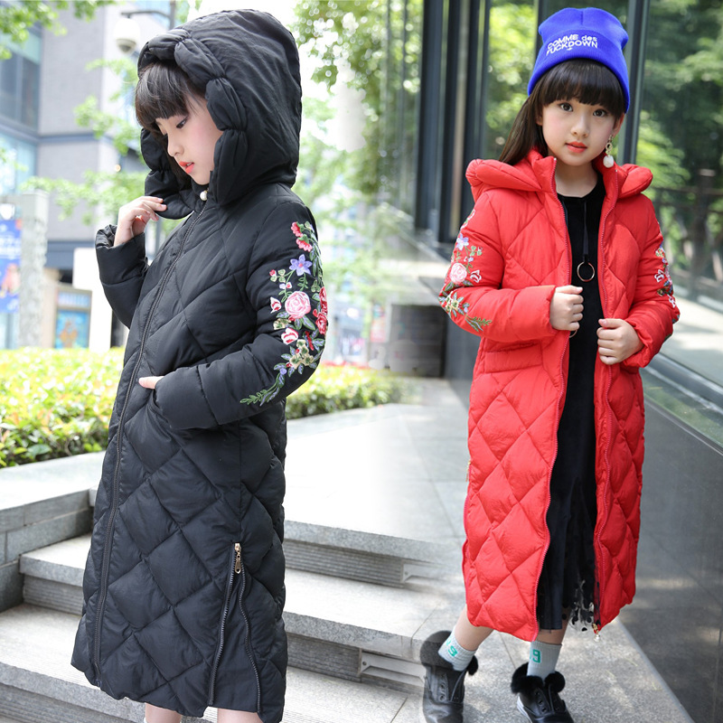 -30 ℃ Russian winter Girls cotton Outwear Coat Kids Lengthen long section coat big children thicking cotton jacket