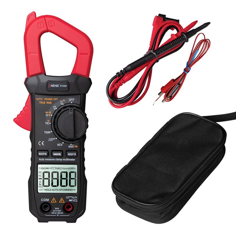 ST209 Digital Multimeter Clamp Meter 6000 Counts True RMS Amp DC/AC Current Clamp Tester Meters Voltmeter 400v Auto Range: Red