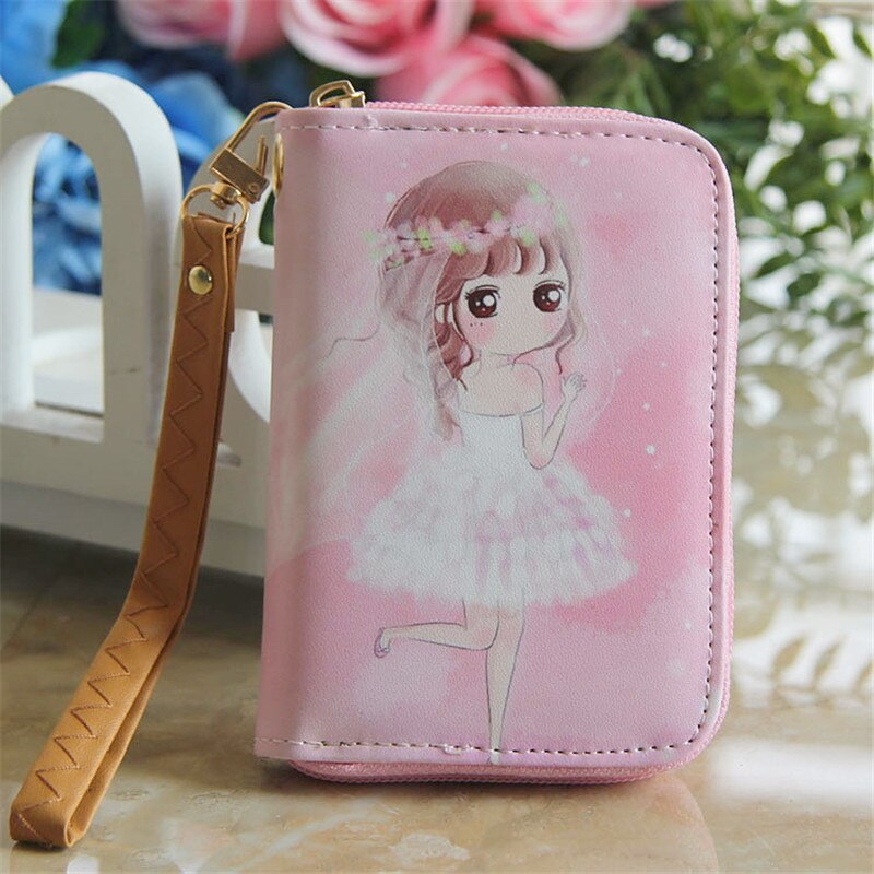 Cute Short Wallet Girl Korean Girl Purse Soft Surface PU Leather Cartoon Portable Wallet for Girls Small Coin Purse: 11