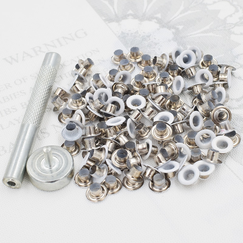 (3.5-5 Mm) 300 Sets Metalen Oogjes + Installatie Gereedschap Zilver Brons Gemengde Verpakking Klinknagels Metalen Gat Oogje Tool Knoppen