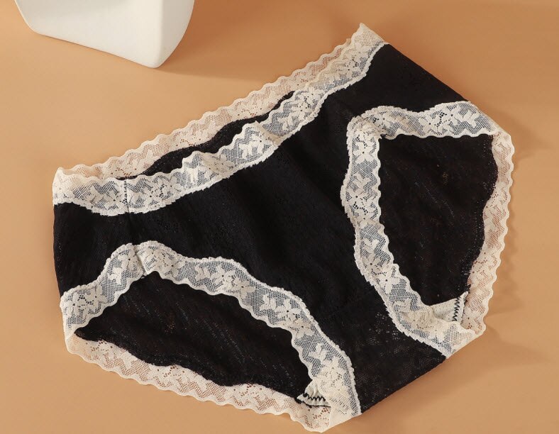 Ropa interior de Estilo Vintage para mujer, calzoncillos de encaje de algodón, suave y cómoda, talla media