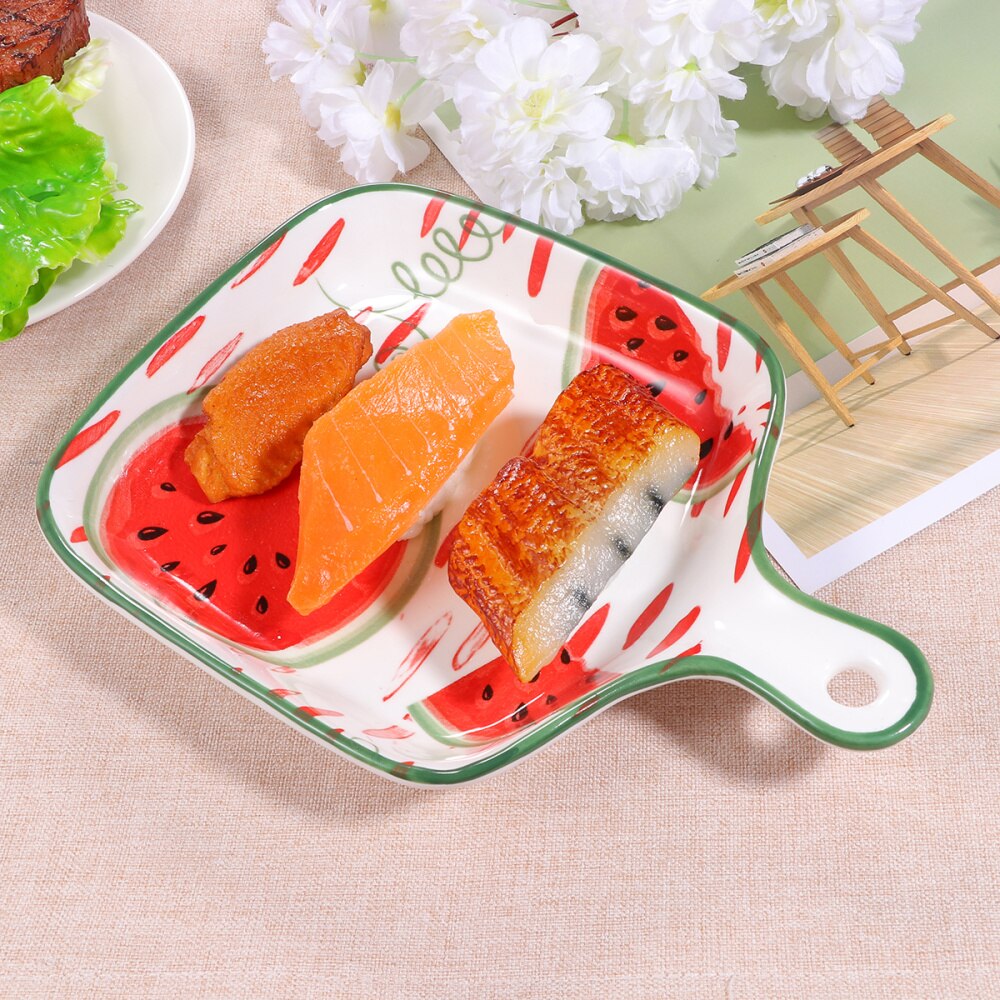 Ceramic Grill Pan Nonstick Plate Grill Cookware Delicate Porcelain Ovenware with Handle for Home (Omelette)