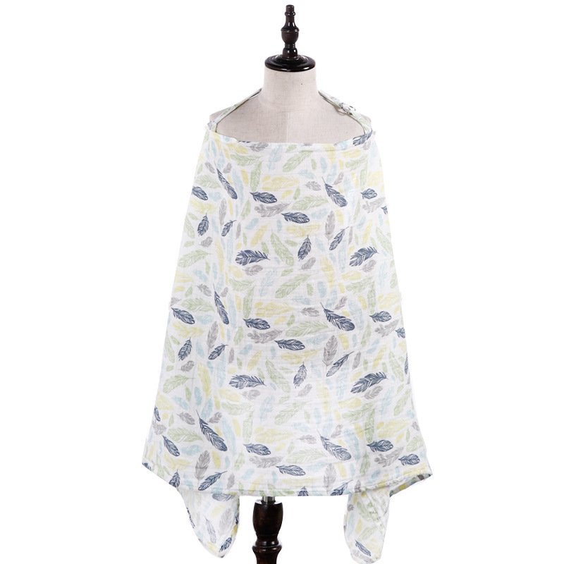 Udder Covers Breast Feeding Nursing Cover Privacy Baby Feeding Apron Muslin Infant Breathable Cloth Baby Monitor Neckline Cover: Feather