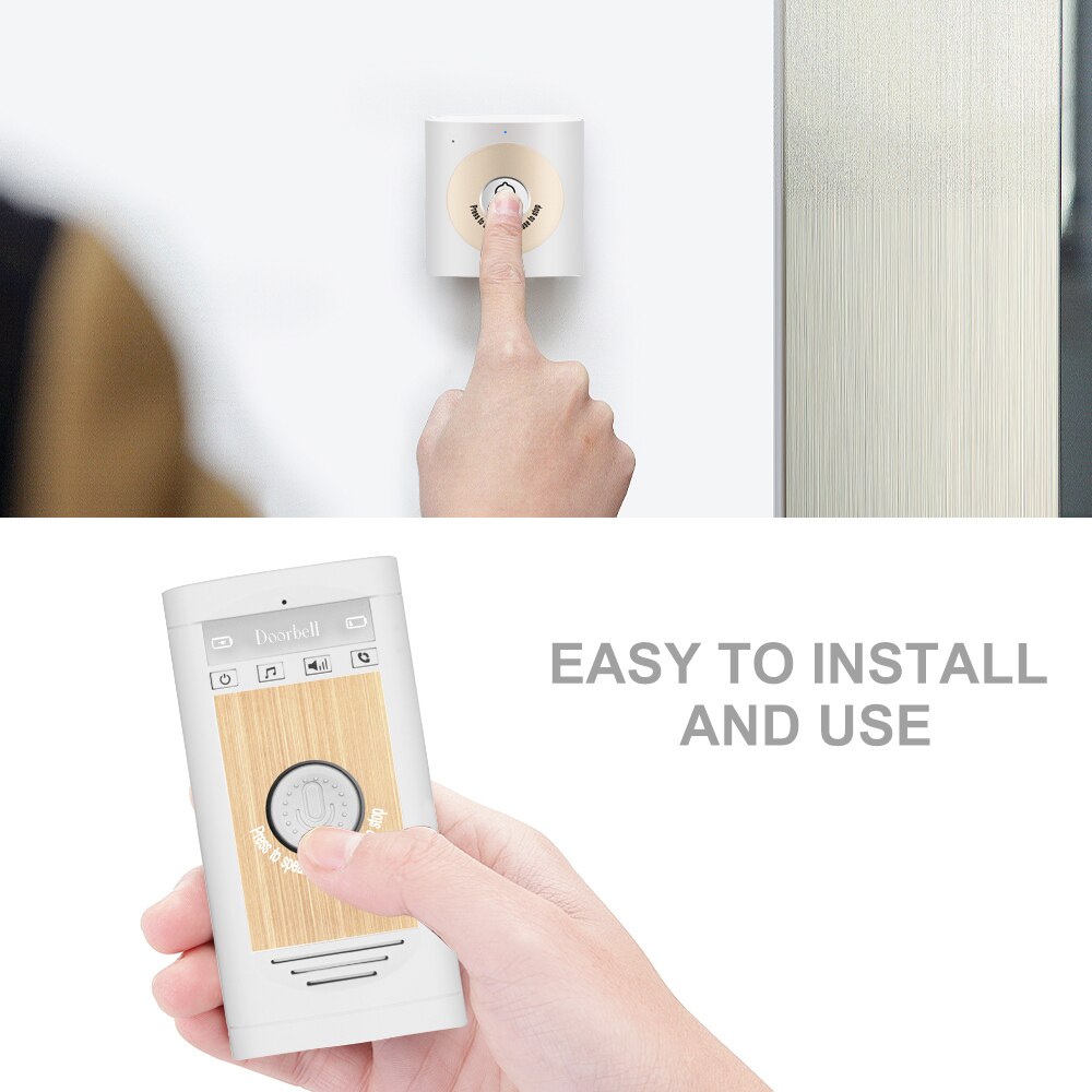 Wireless Voice Intercom Doorbell 2-Way Talk Monitor with 1*Outdoor Unit Button 1* Indoor Unit Receiver Smart Home Security