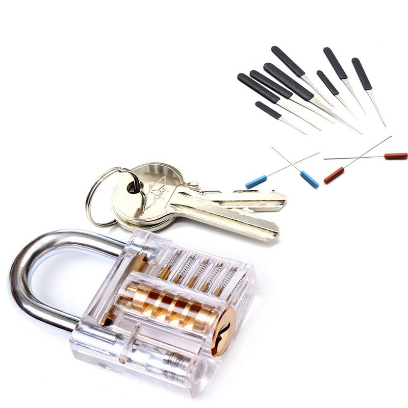 Locksmith Tool Transparent Visible Plunge Practice Padlock Lock with Broken Key Delete Hook Lock Extract Settings: 12.50