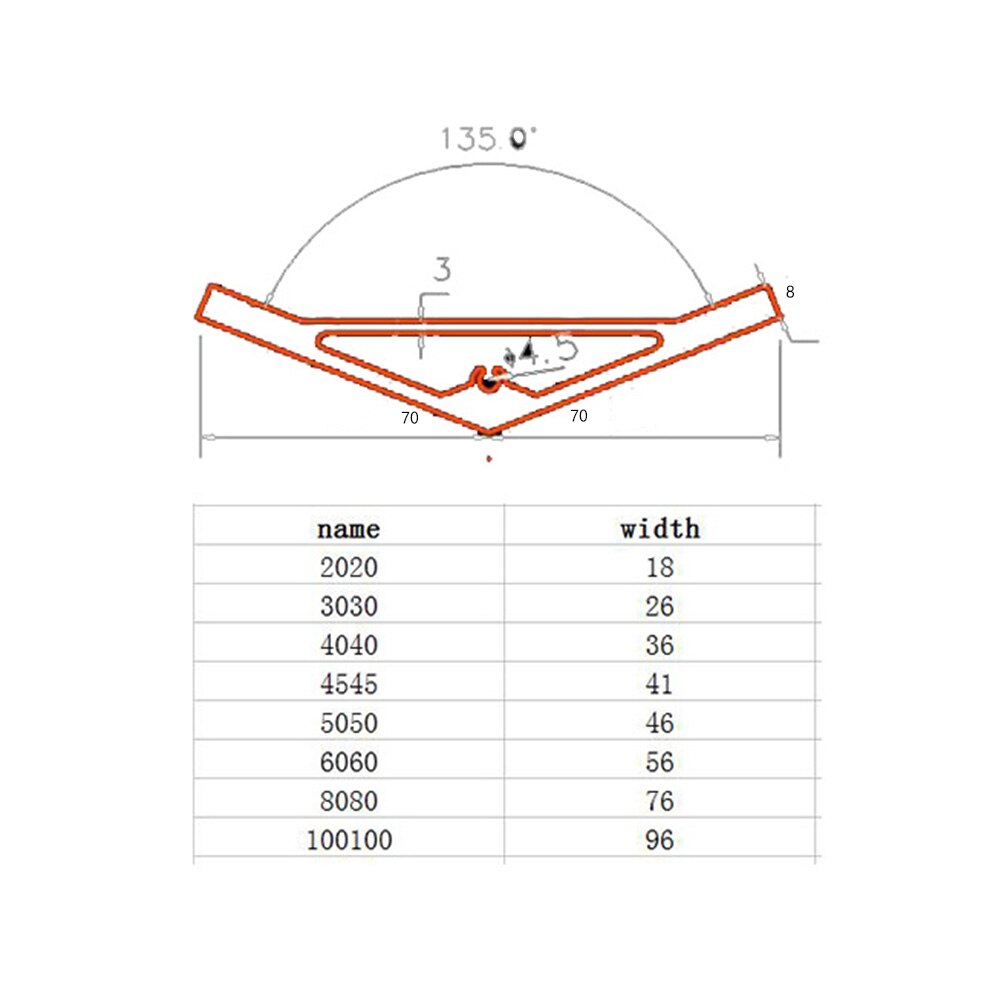 1 Pc 135 Graden Profile Bracket Industriële Hoge Intensiteit Hoek Voor 3030 4040 4545 5050 Aluminium Profiel