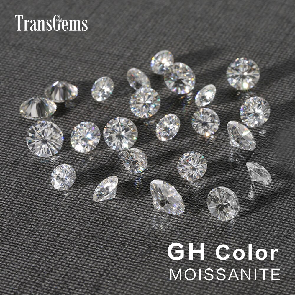 Transgems 1 stykke 3mm moissanite løs sten ækvivalent diamant 0.1ct fremragende cut gh farve moisssanite perle til smykkefremstilling