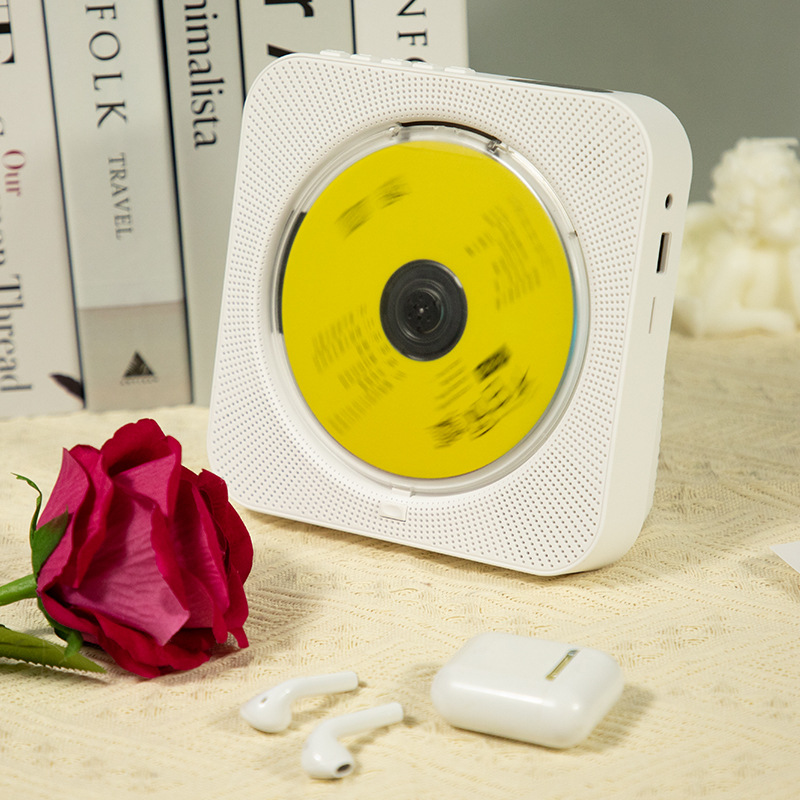 Bluetooth CD Player, Portable & Desktop Dual-use Home Music Player, Plug-in Only, Supports Album Discs: WHITE