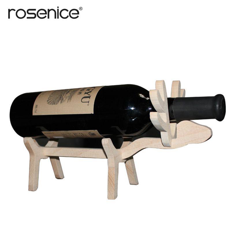 Adorable lámpara de ciervo, estante de madera para vino, soporte para botella, soporte para cocina, Bar, exhibidor, vino, adorno artesanal, decoración para el hogar, bodas
