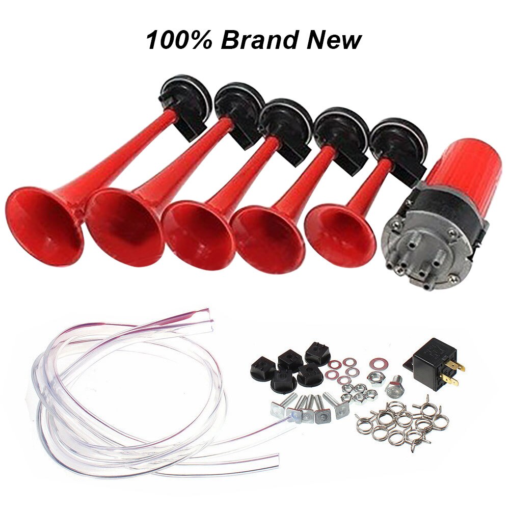 12-24V Red Air Horn Five Packed Musical Horn Kit Durable