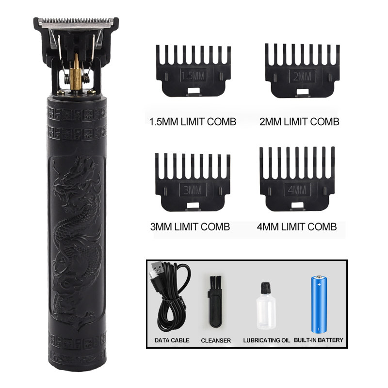 Haarschnitt-Rasierer für Männer, wiederaufladbarer Clipper-Rasierer für Erwachsene, elektrischer Vintage-Clipperrasierer für Zuhause, USB-Aufladung, Friseursalon, Black Dragon: Default Title