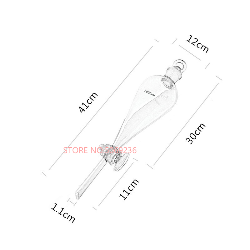 All Sizes 60mL to 2000mL Glass Separating Funnel with Glass Stopper Screw Tap Separatory Funnel Laboratory Glassware