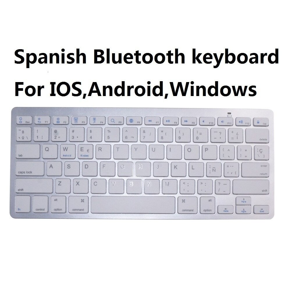 French Russian German English Portugues Spanish Arabic Wireless Bluetooth 3.0 keyboard for Smartphone iOS Windows Android: Spanish