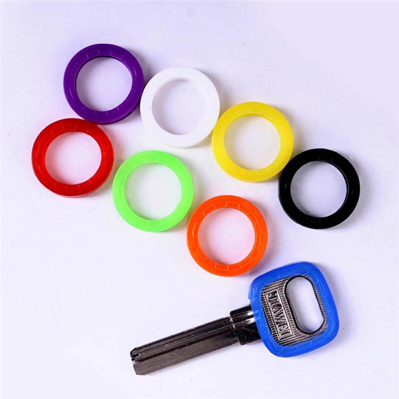 8Pcs/16Pcs Gemengde Kleur Hollow Rubber Key Covers Multi Kleur Ronde Zachte Siliconen Sleutels Sloten Cap Elastische topper Sleutelhanger