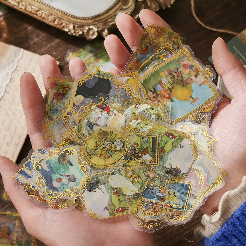 30 stk vintage slot eventyr verden serie dekorative gyldne klistermærker scrapbog etiket dagbog papirvarer kunst journal planner
