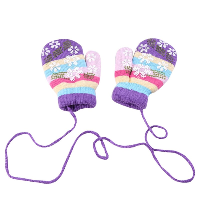 Guantes de invierno de copo de nieve para bebé, guantes de punto cálidos para niños, guantes de algodón para niños, guantes coloridos a rayas, ropa para bebés