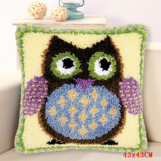 Loquet crochet tapis Kits mignon licorne loquet crochet Animal Foamiran tapis broderie oreiller coussin bouton paquet kussen knooppakket: ABZ358