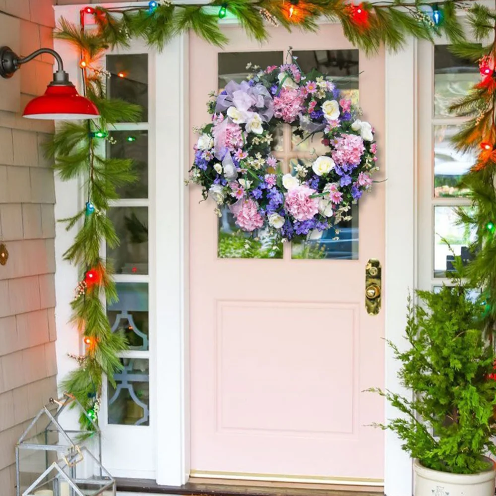 Kleurrijke krans lente deur decoraties muur hangende ornament kunstbloemenslinger voor lente kerst home decor rotan