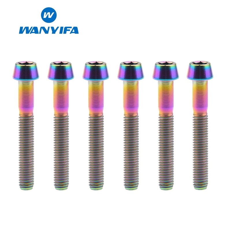 6PCS M5 Titanium Ti Bolts M5X25 30 35 40mm Inner Hexagon Tapered Head Bolt for Bike Bicycle Cycling Accessories Fastener Screws: M5x35 Rainbow