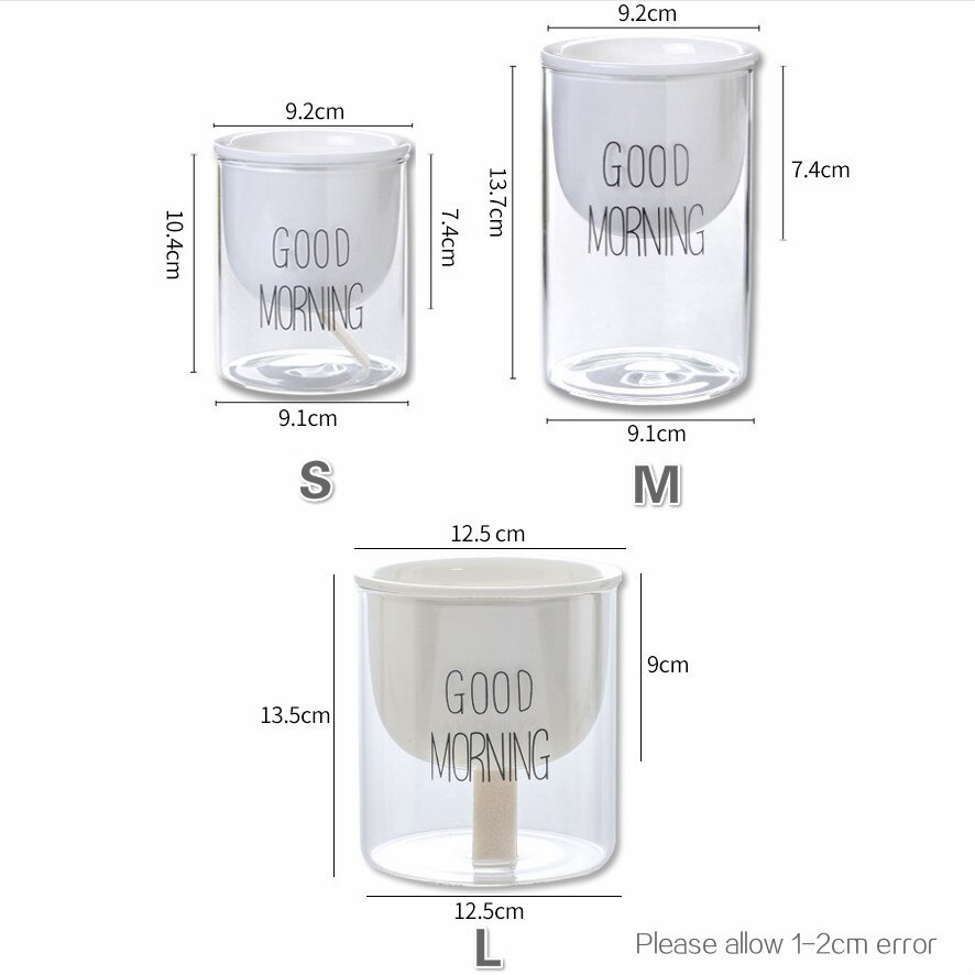 Automatische Selbst Bewässerung Pflanzen Topf Keramik Glas Doppel Pflanzer Topf Garten Auto Bewässern Töpfe Kreative Hause Dekoration Artikel