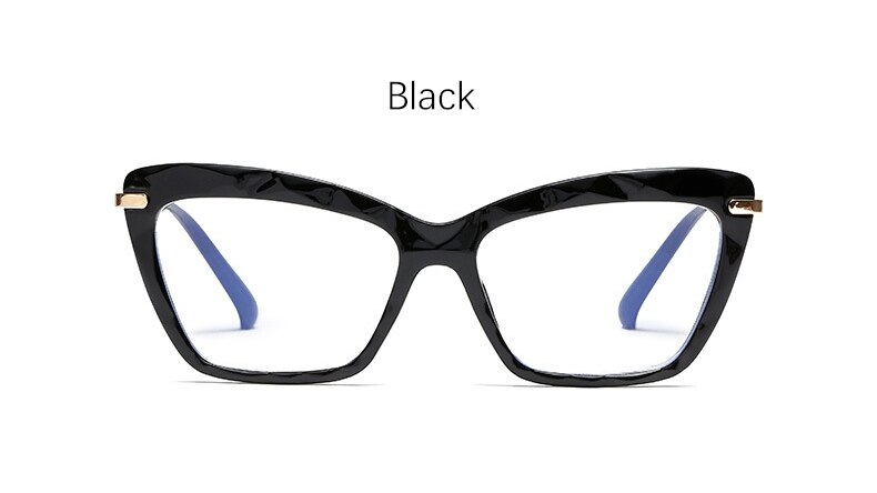 Montura de gafas cuadradas a la para mujer, montura de gafas de luz azul, lentes ópticas de ordenador, monturas transparentes: Black
