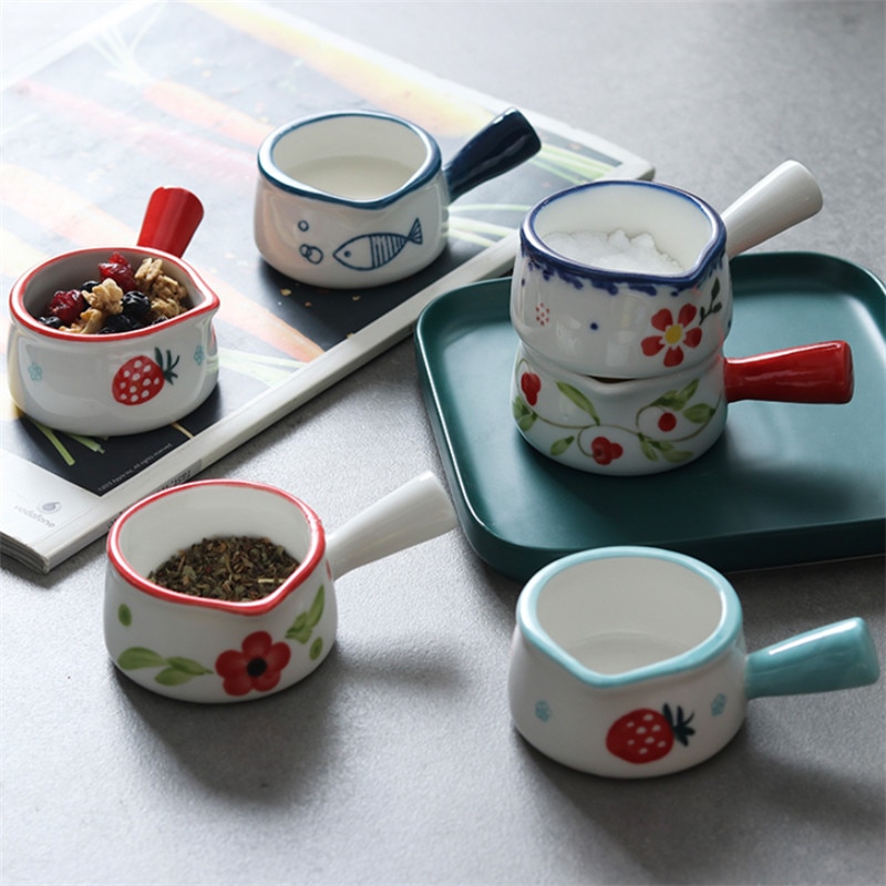 Japanische Keramik Hand bemalt Sauce Milch Krug Kaffee Container Tragbare Milch Topf mit Griff Küche Kochen Suppe Topf Geschirr