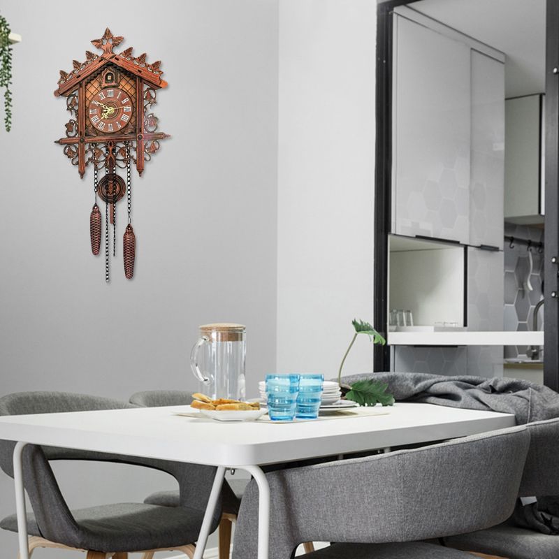 Vintage Wooden Hanging Cuckoo Wall Clock For Living Room Home