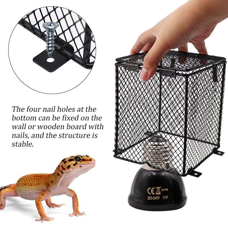 Reptiel Heater Guard Verwarming Lamp Lamp Behuizing Kooi Protector Metal Mesh Lamp Cover