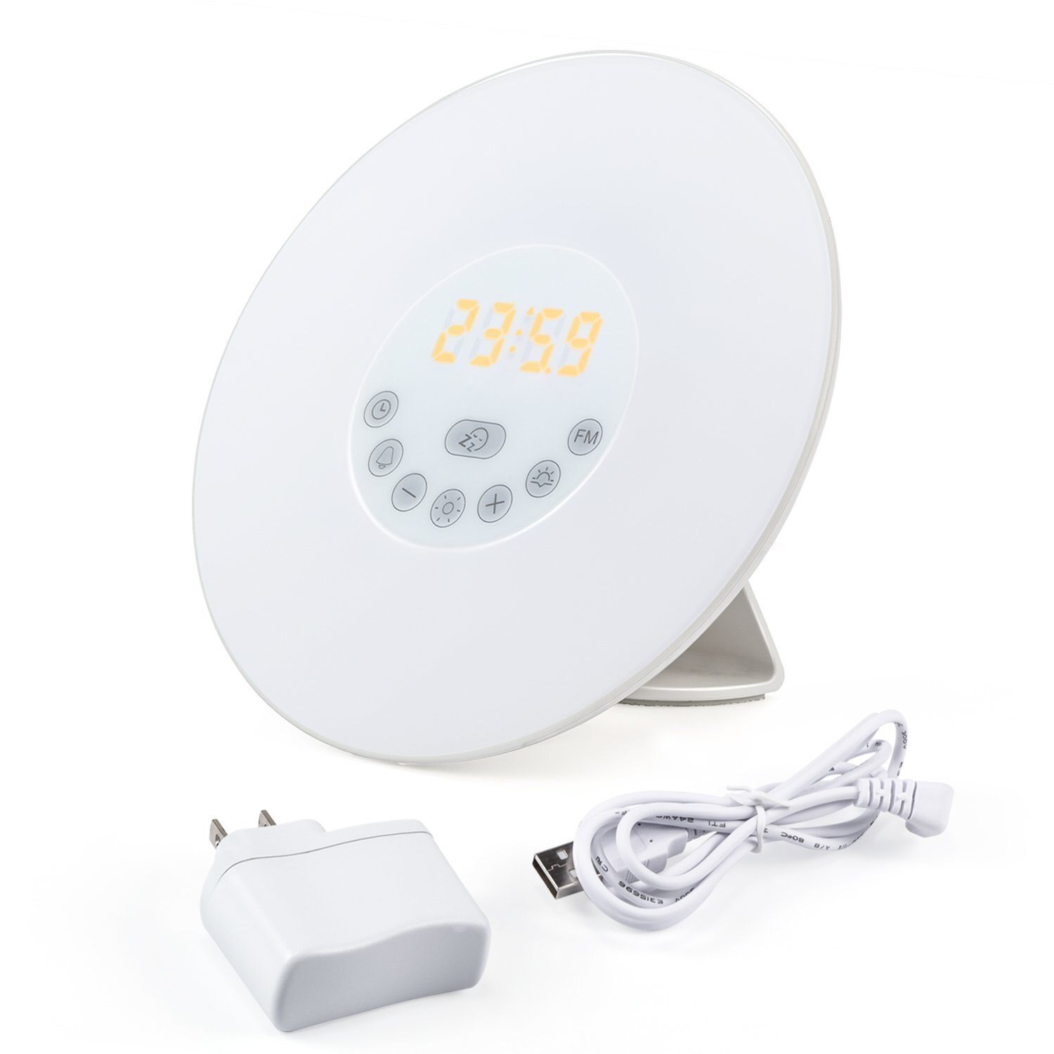 Wake Up Light Alarm Clock Sunrise/Sunset Simulation Luminous Digital Clock with FM Radio Night Light Touch Control Table MJ82502