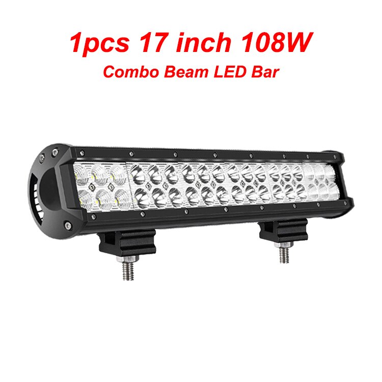 NLpearl 4-20inch Spot Flood LED Light Bar 12V 24V Offroad LED Bar for Car Boat 4x4 Truck 18W 36W 72W 126W Combo LED Work Light: 1pcs 17inch led bar
