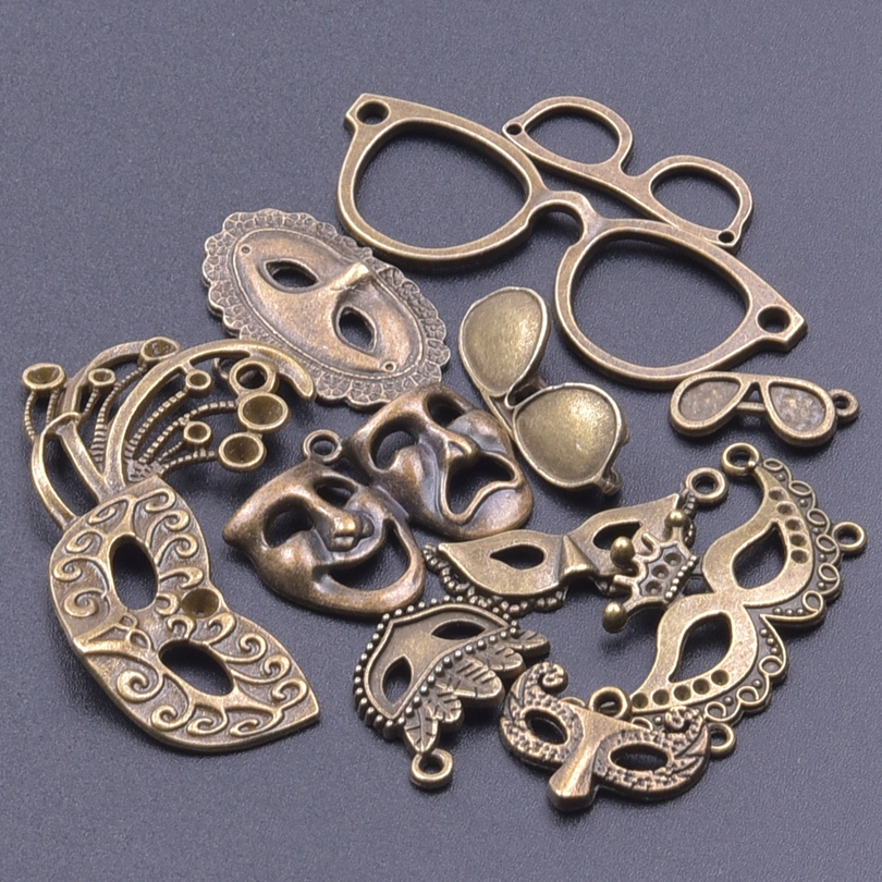 Mélange de breloques vintage pour bijoux, style, soleil, lune, chapeau, masque, notes de musique, ciseaux, araignée, outils de réparation, couverts, pendentif, bricolage, exécutif