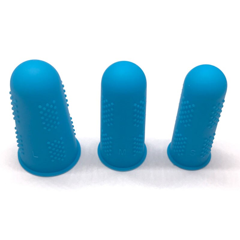 Anti-Slip Soft Silicone Rubber Finger Cots/Finger Cover Protector: blue / 3pcs(Lx1 Mx1 Sx1)