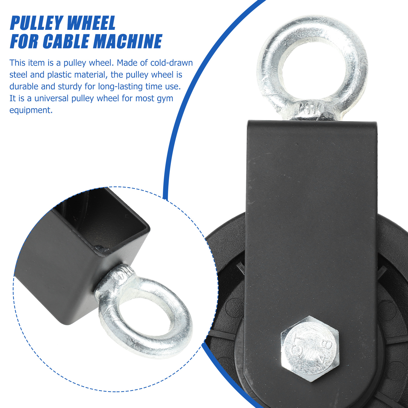 Polia pequena para academia, equipamento fitness, roda para máquina sobre porta, blocos de elevação de plástico, tração, corda de fio de aço segura