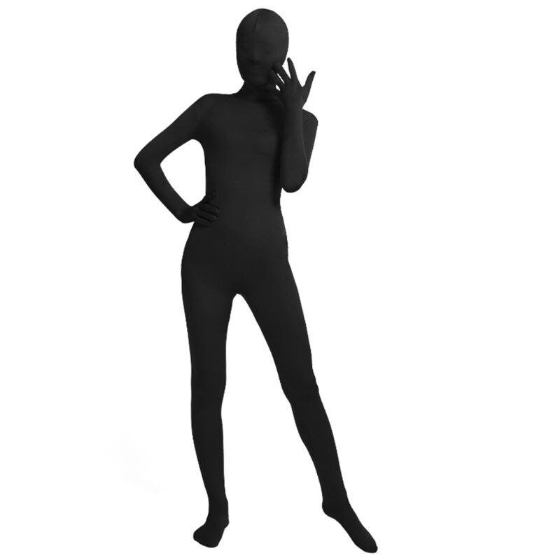 Leotardos para el cuerpo Unisex para hombre y mujer, traje elástico de Spandex, disfraz de Cosplay negro, traje de hombre que desaparece para de Halloween