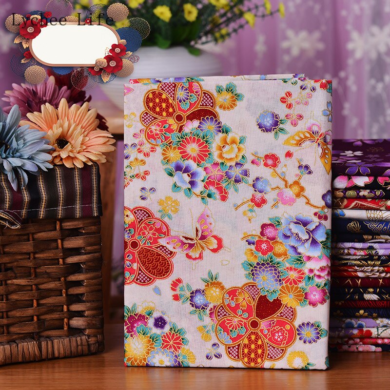 Lychee Leven Japanse Vlinder Kraan Gedrukt Patchwork Stof Zwart Rood Katoen Kersenbloesem Bronzing Stof Diy Naaien Ambachten: 3