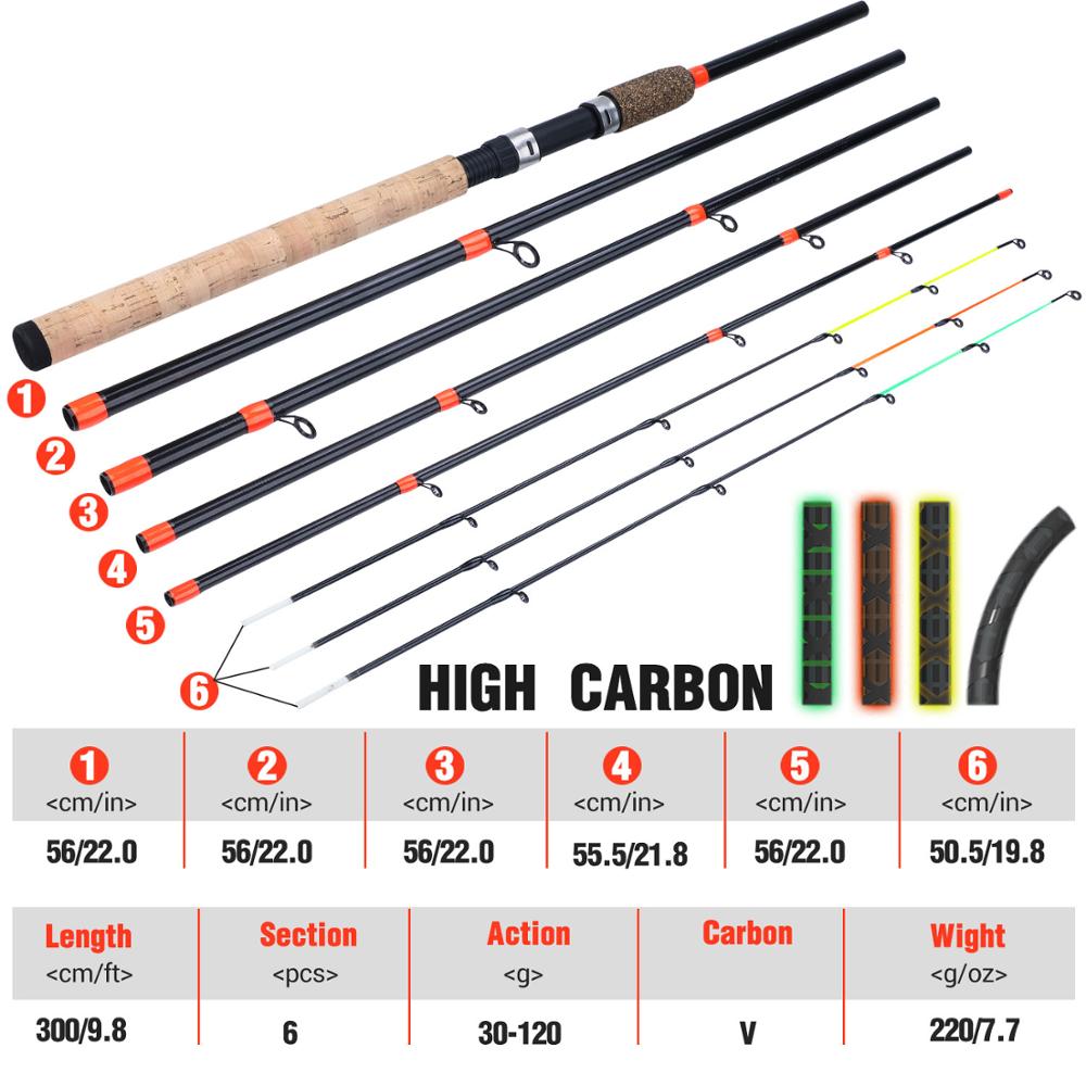 Sougayilang 3m L M HPower Fishing Rod 6 Section Feeder Rod Ultralight Weight Carbon Spinning Travel Rod Fishing Tackle De Pesce