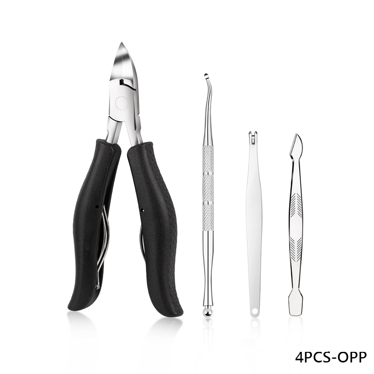 Toe Nail Clippers Nail Correction Thick Nails Ingrown Toenails Nippers Cutters Dead Skin Dirt Remover Pedicure Care Tool: 4pcs-black