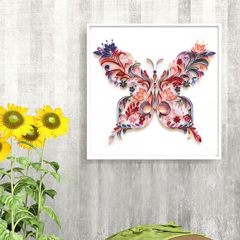 Quilted Paper Painting Handmade Crafts A4 Paper DIY Butterfly Craft Paper Flower and Butterfly Decoration Set