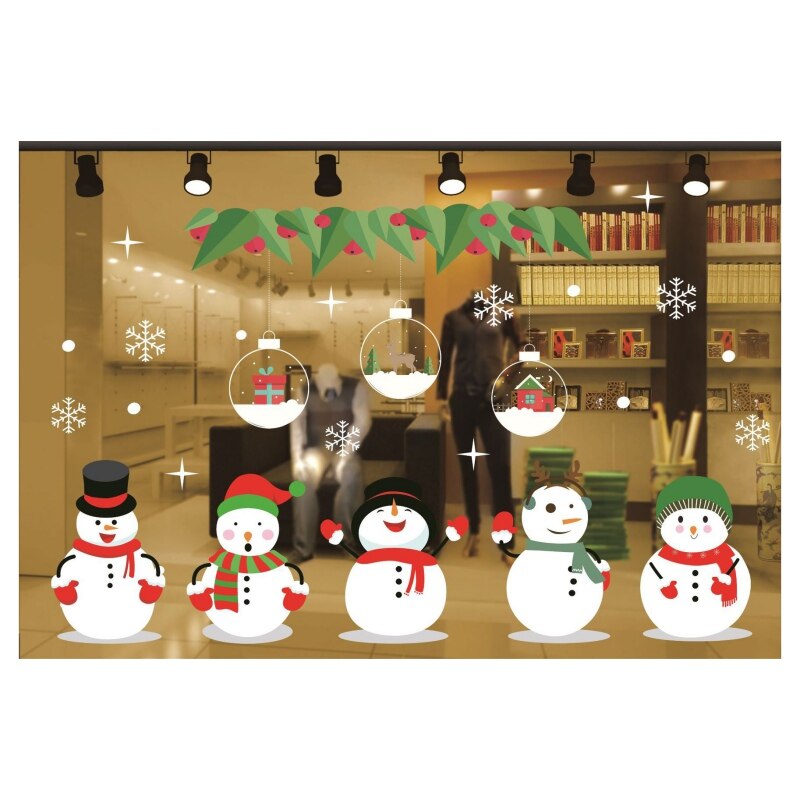 Julevindue klistermærker fest dekoration-vinter eventyrland fest vinter decals genanvendelige store snefnug klistermærke