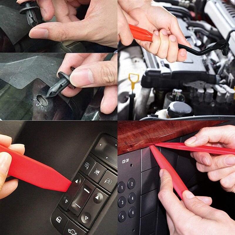Shgo -auto clips bilholder karosseri clips dør kofanger trim klips reservedele bil trim fjernelse værktøj sæt 6 stk med fastgørelse