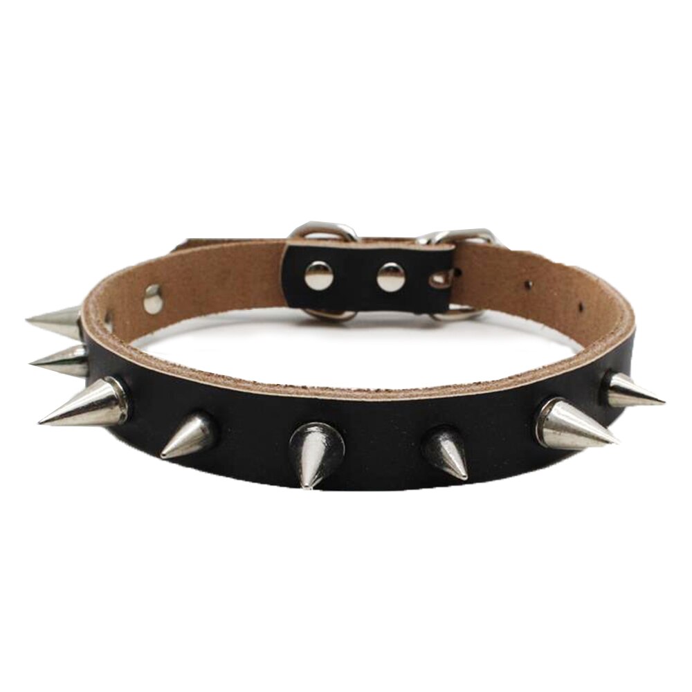 Spiked Studded Small Large Cat Collar Rivet Accessory Hond Neck Strap For Kitten Necklace Leather PU Pitbull BullCat Pet: Black / M