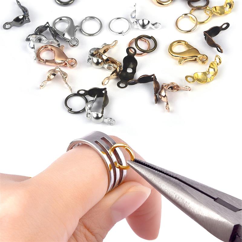 Cierres de langosta de acero inoxidable, anillos abiertos para saltar, cubiertas de cuentas de engarce, conectores de extremo de collar, suministros para accesorios de joyería Diy