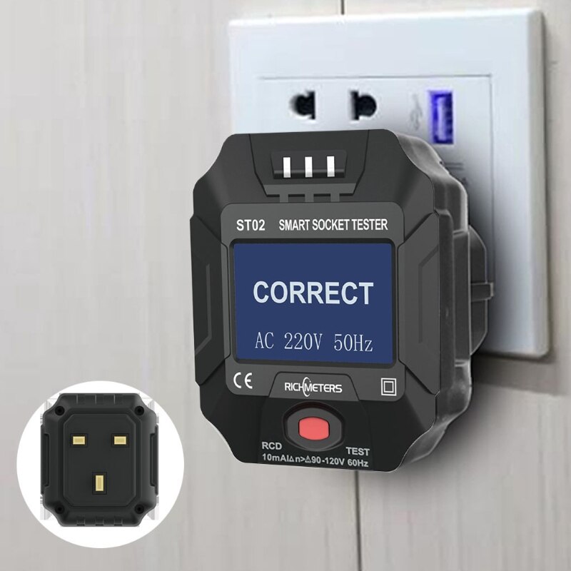 110V-250V Smart Socket Tester, Digital Voltage and Frequency Detect Tool, Electric Circuit Detector - EU/US/UK Plug to Choose: UK