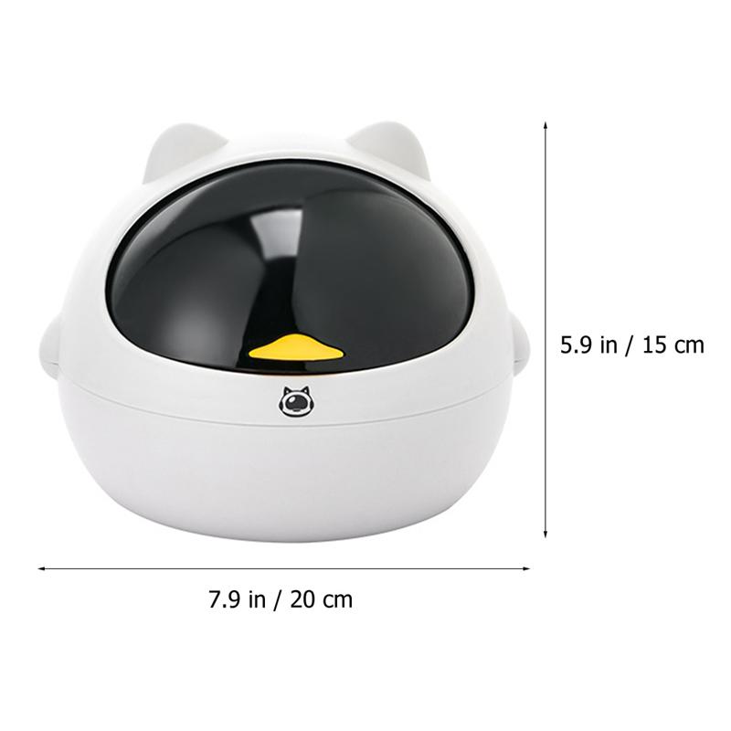 1pcs Cute Plastic Swing Lid Mini Trash Can Trash Bin Lovely Garbage Storage Bucket For Kitchen Storage Table Desk Car Decoration: white cat