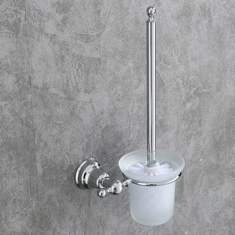 Dongke chromen badkamerhanger koperen handdoekrek eenvoudig europees handdoekrek badkamerbeslag hangerset: Toiletborstel