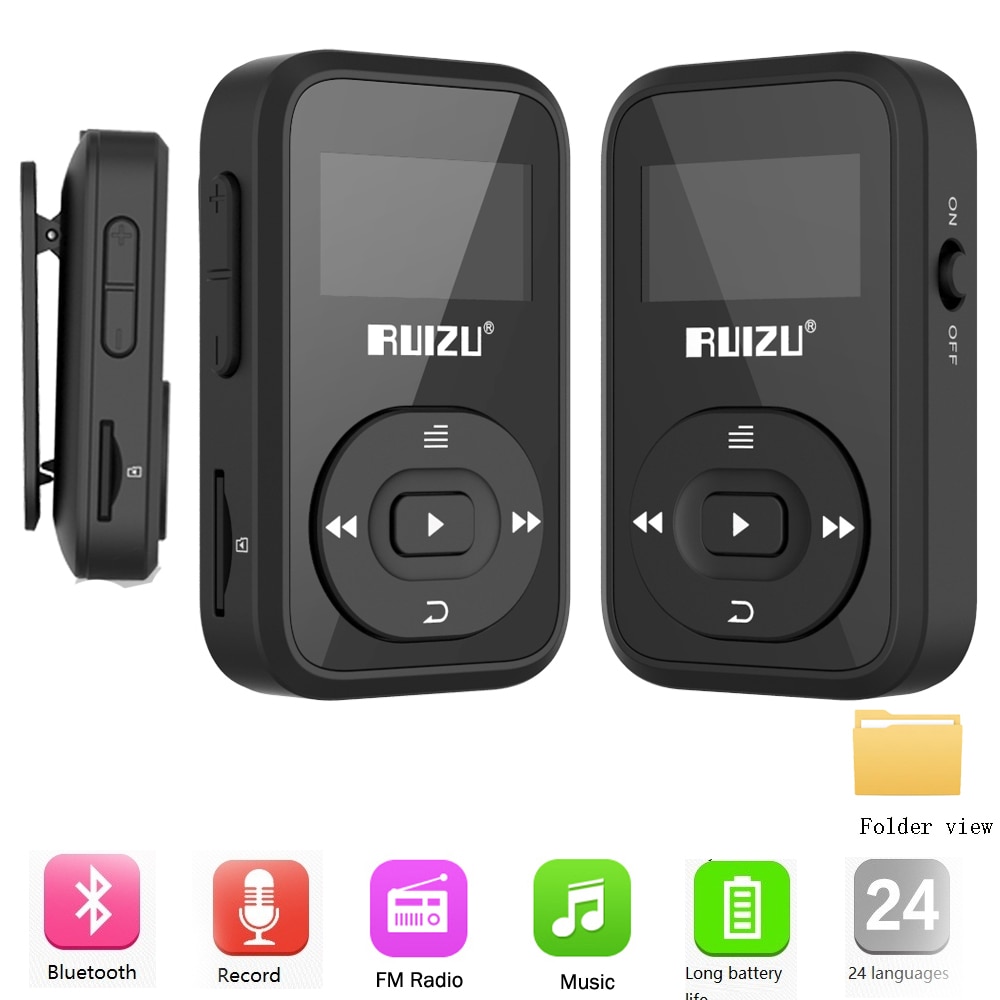 Nuovo arrivo originale RUIZU X26 Sport Bluetooth lettore MP3 8gb Clip Mini con supporto schermo FM, registrazione, E-Book, orologio, contapassi