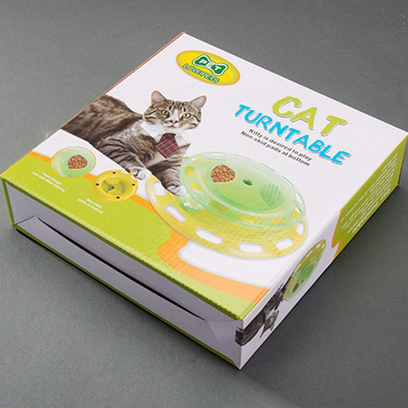 Funny Interactive Toys For Cat Turntable Food Bowl Training Goods For Cats Toys With Ring Bell Ball For Kitten Amusemen Plate