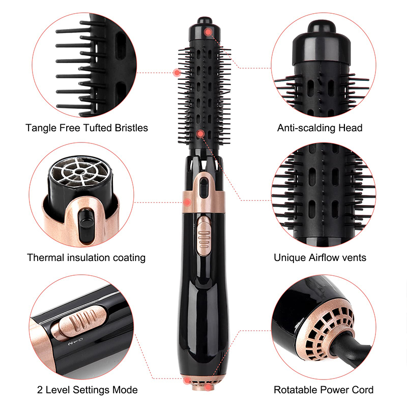 Heteluchtborstel 4 Kop Vervangbare Föhn Kam One Step Blower Sterke Wind Elektrische Stijltang Roller Krultang Styling Tools