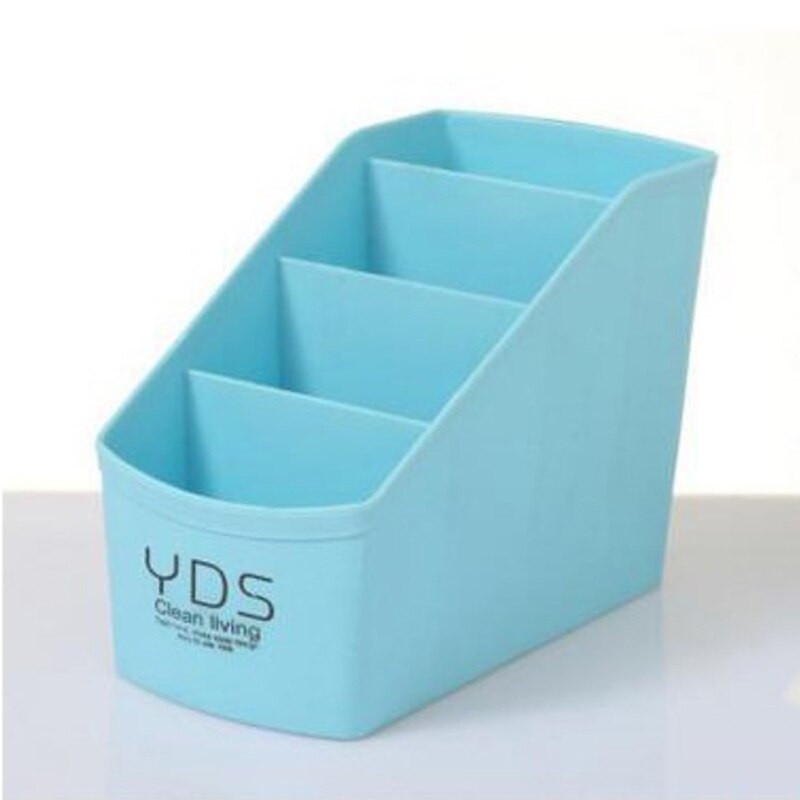 Multi-Cell Desktop Storage Box Large-capacity Office Organizer Tube Four-layer Container Case Blue Purple Pink Beige Makeup Box: Blue