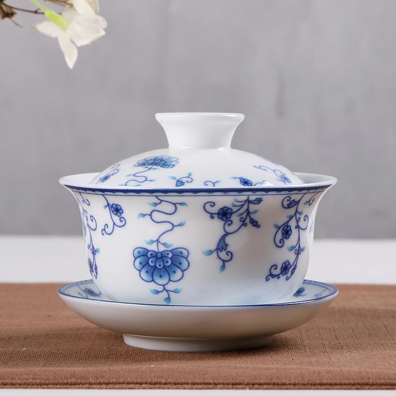 1 stk 150ml keramik gaiwan te terrin kinesisk stil porcelæn grydesæt rejse kedel håndmalet tekopper te tilbehør: 5